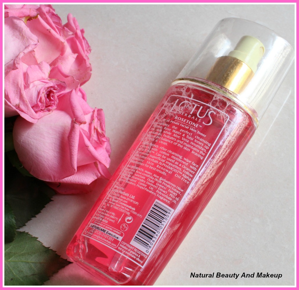 Natural Beauty And Makeup Lotus Herbals ROSETONE Facial Skin Toner Review
