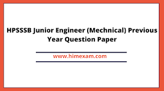 HPSSSB Junior Engineer (Mechnical) Previous Year Question Paper
