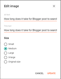 How long does it take for Blogger post to search on Google ots
