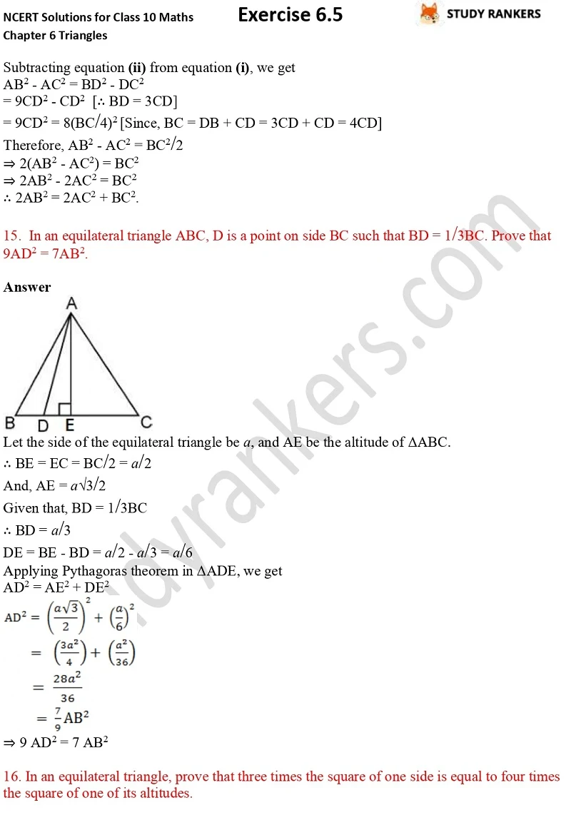NCERT Solutions for Class 10 Maths Chapter 6 Triangles Exercise 6.5 Part 10
