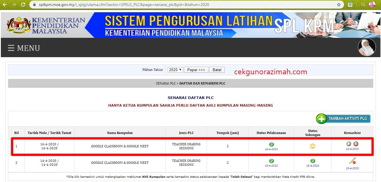 Cara merekod PLC dalam SPLKPM ~ Cikgu Norazimah