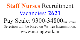 2621 Staff Nurses Recruitment- Central Govt Pay Scale