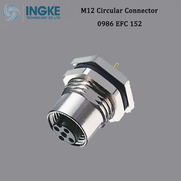 INGKE Technology INGKE 0986 EFC 152 M12 Circular Metric Connector Female,Panel Mount,Solder, D