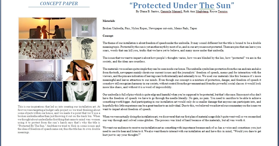 Protected Under The Sun, An Installation Art Gone Performance Art
