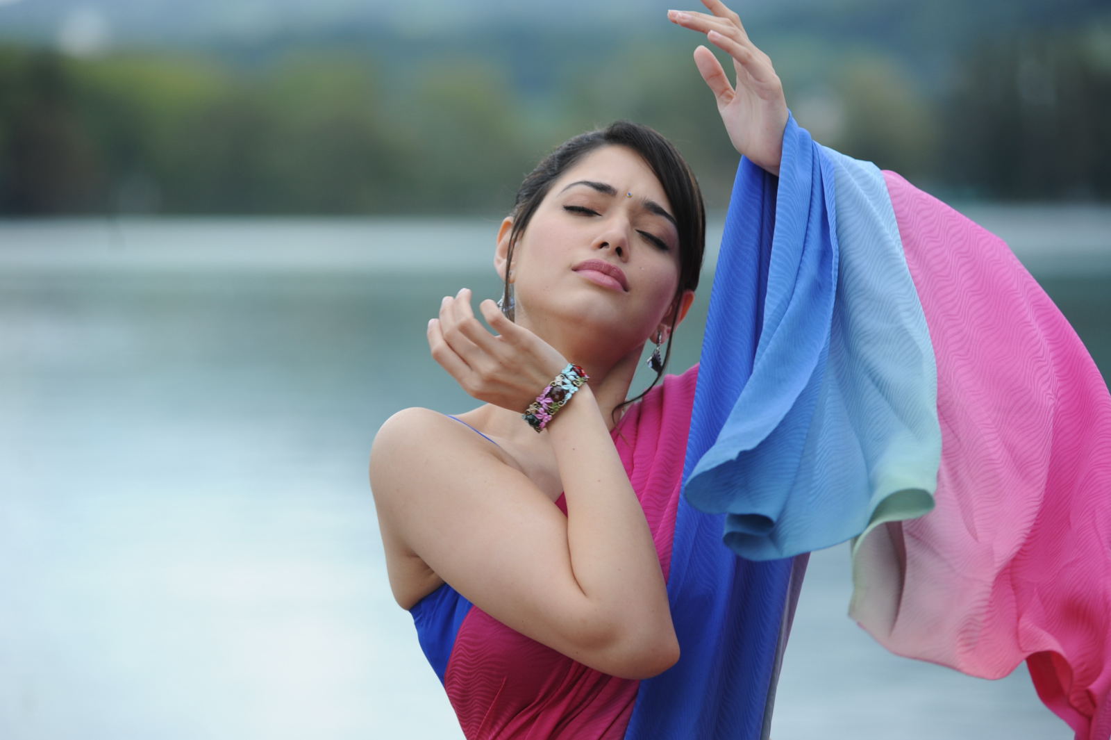 Cute Tamanna Hq Wallpapers In Pinksaree Sexy Brunette Girl Porn