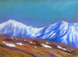 Soft pastel painting of Komic village from Spiti valley in Himachal by Manju Panchal