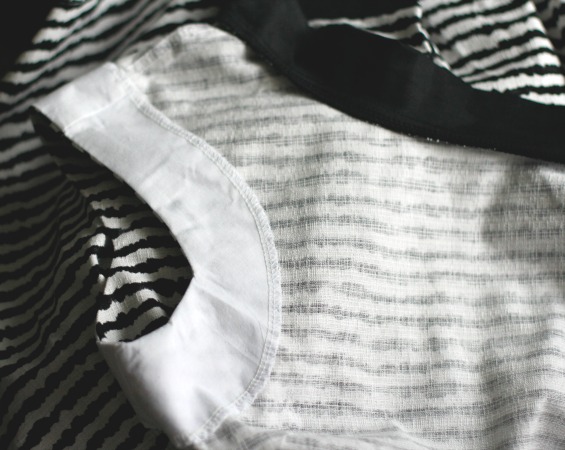 Burda 3/2016 #125 black and white stripe dress with full skirt www.loweryourpresserfoot.blogspot.com