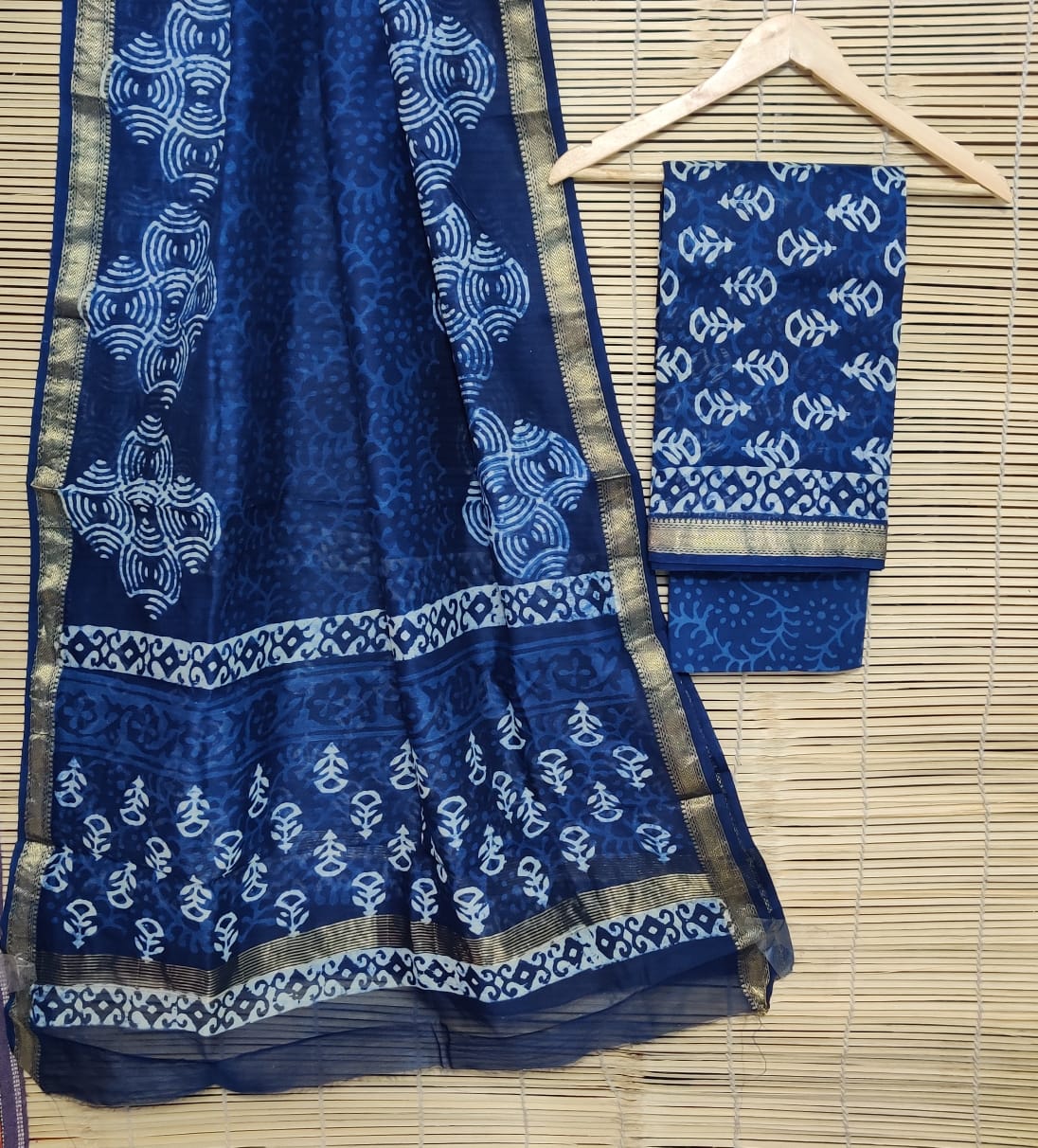 Block print maheshawari silk suits
