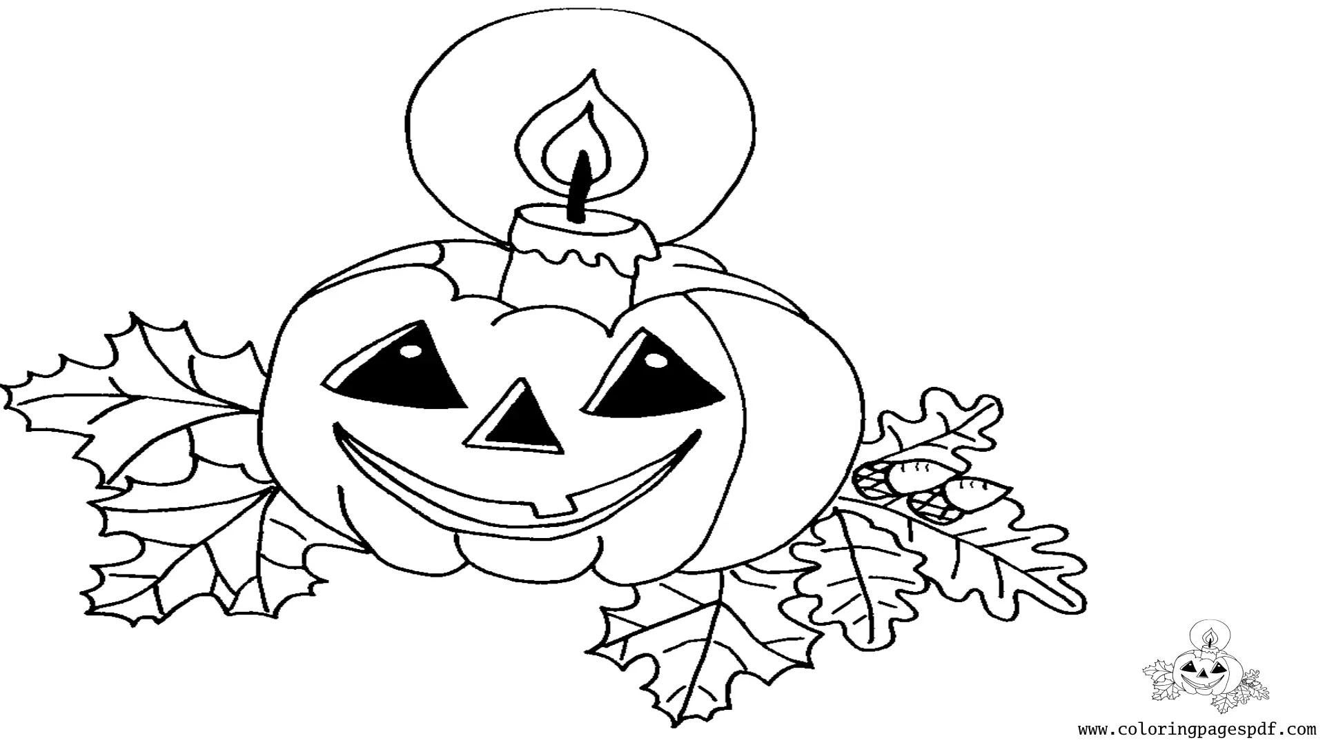 Coloring Page Of A Candle Inside A Pumpkin