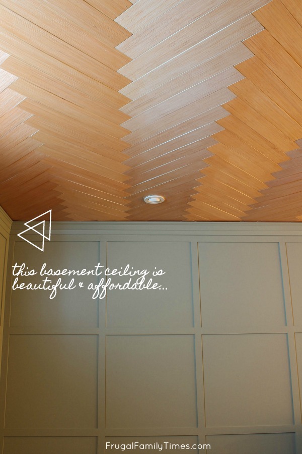 Wood Herringbone Ceiling A Diy Basement Ceiling Idea