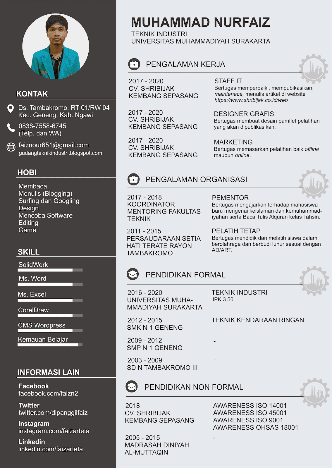 Contoh Cv Teknik Sipil Bahasa Inggris Contoh Cv Kreatif Menarik Hot