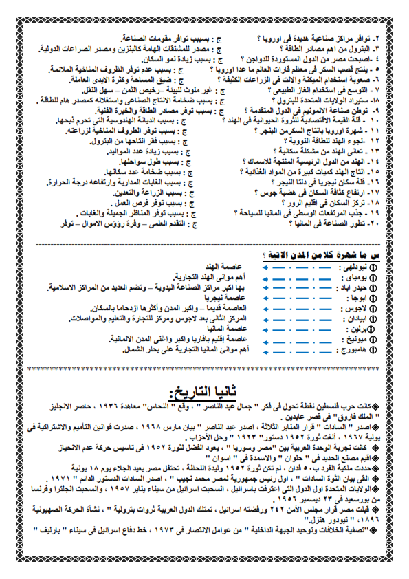 المراجعة النهائية دراسات اجتماعية ثالثة اعدادى ترم ثانى اهم النقاط بالمنهج D_002