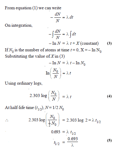 Half-life time and radioactive decay: Equations, Calculations