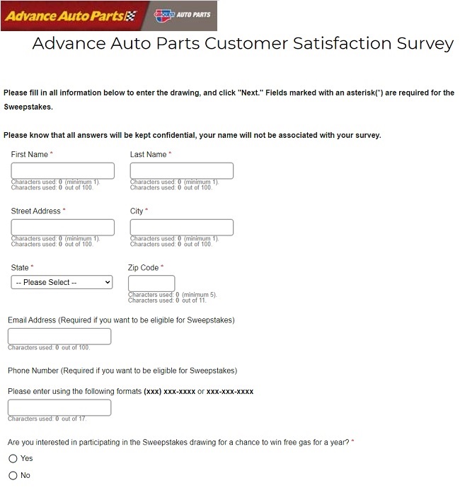 advance auto parts customer survey