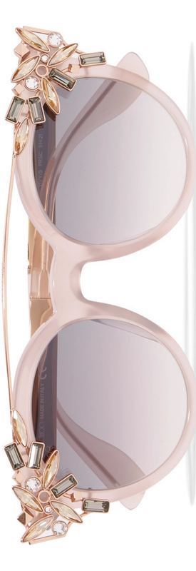 JIMMY CHOO Vivy/S Round-Frame Embellished Acetate Gold-Tone Sunglasses