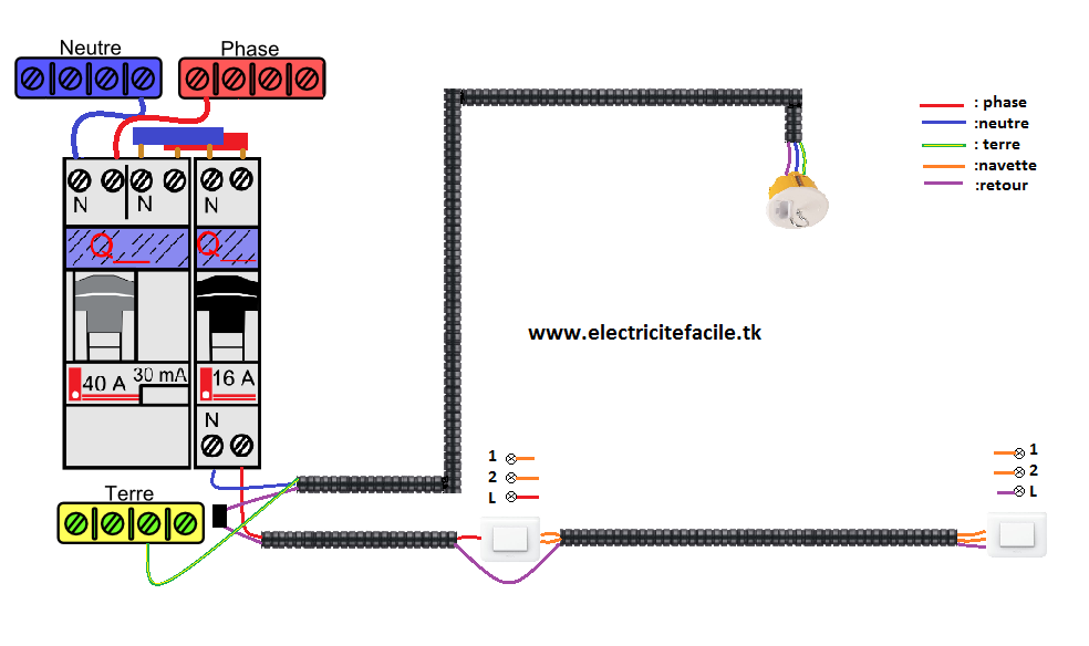 schéma de cablage interrupteur va et vient simple schema