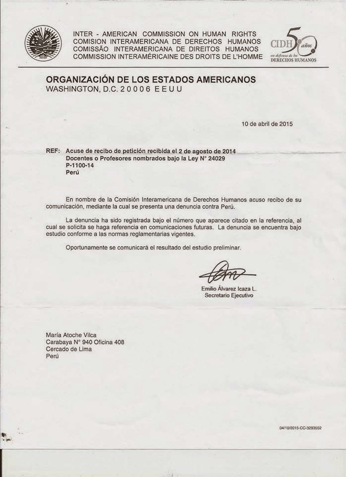 CIDH: DURO GOLPE AL ESTADO PERUANO Y SU GOBIERNO DE TURNO DE OLLANTA HUMALA