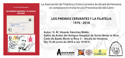Invitación presentación libro Los Premios Cervantes y la Filatelia
