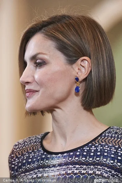  Queen Letizia of Spain attends several audiences at the Zarzuela Palace on April 30, 2015 in Madrid, Spain.