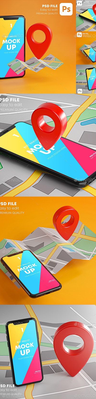 GraphicRiver - Smartphone Red GPS Pin Point On Map Mockup Pack 28404153 2 Cover%2BLong