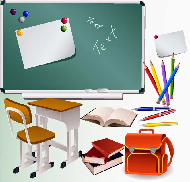 Elementos de un aula escolar - Vector