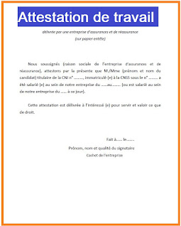 Attestation de travail pdf