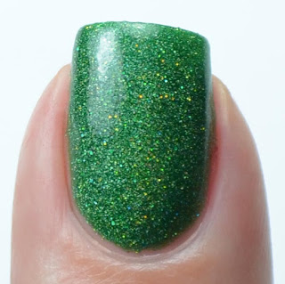 green holographic nail polish swatch