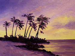 sunset tropical painting simple easy paintings canvas paint sunsets sold nel everyday acrylics paintingvalley