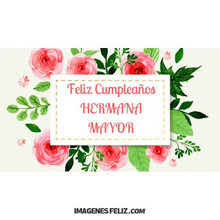 Feliz Cumpleaños Hermana Mayor Tarjeta con flores