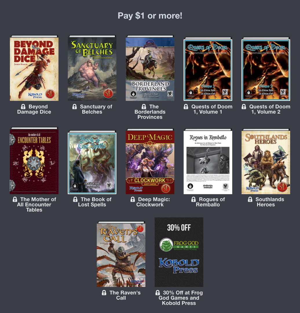 Tenkar's Tavern: 22 Hour Warning - The Frog God Games / Kobold Press 5e  Humble Bundle is Coming to a Close