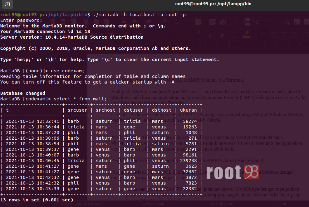 Via terminal. Linux терминал root. MYSQL Terminal. Via Linux. Как установить XAMPP Ubuntu.