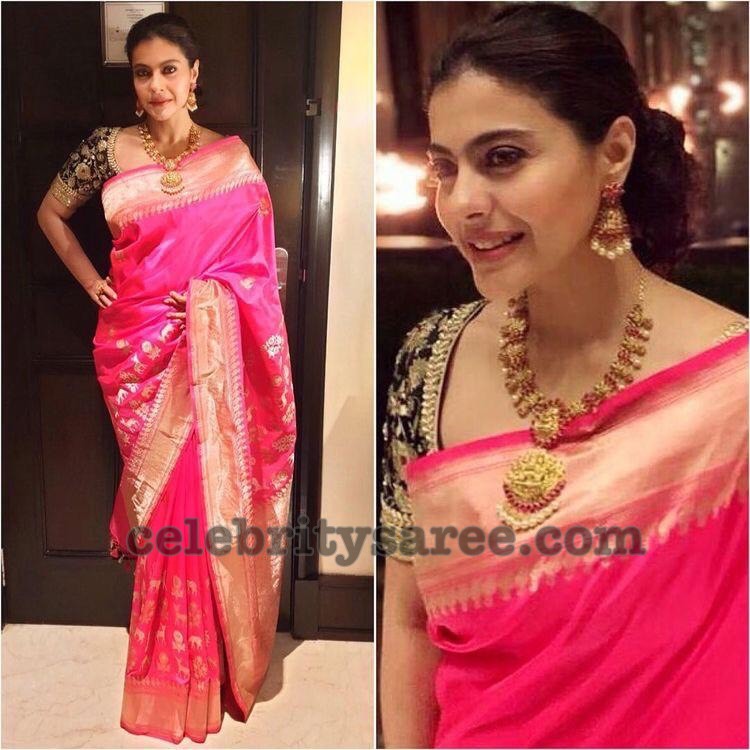 Kajol Pink Silk Saree - Saree Blouse Patterns