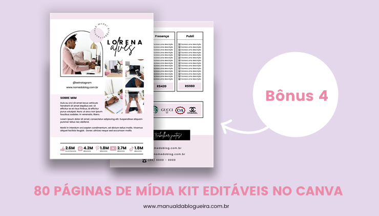 80 Páginas de Mídia Kit Editável No Canva - Mídia Kit Pack Mídia Kit Pack