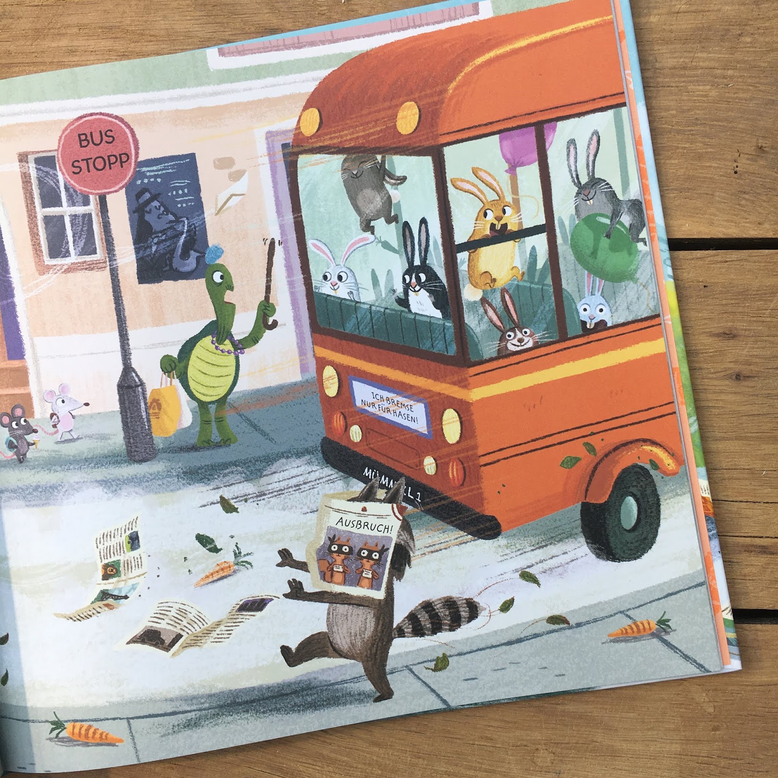 Kinderbuchblog Familienbücherei Hasen rasen mit dem Bus
