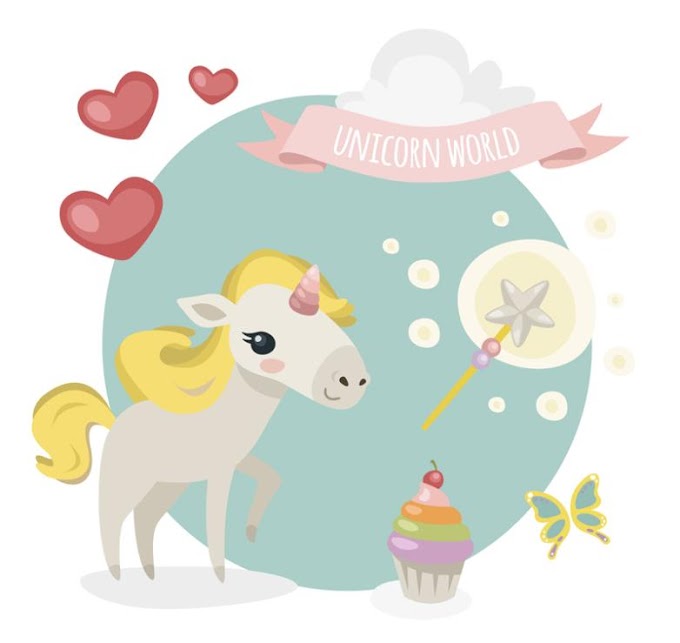 Cartoon Binmao Golden Unicorns Free Vector