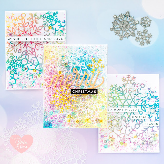 Rainbow, Snowflake, Shaker Cards,Sprayed, Stencil, Simon Says Stamp, Clear Bag,distress oxide sprays,Foiled, Card Making, Stamping, Die Cutting, handmade card, ilovedoingallthingscrafty, Stamps, how to,