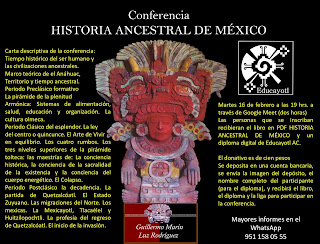 VIDEO CONFERENCIA 
<br>HISTORIA ANCESTRAL DE MÉXICO
<br>LUZ Y GUILLERMO MARÍN