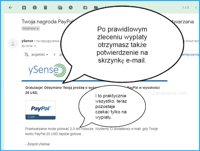 ySense, PayPal, wypłacanie pieniędzy.