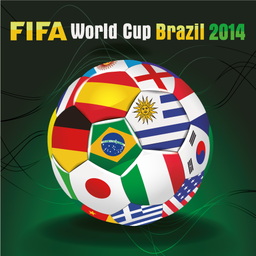 Balón con banderas Brasil 2014 - Vector