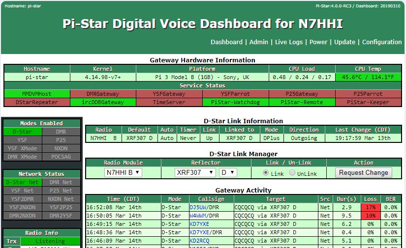 PIStar Hotspot Interface Pistar color hex code for the dashboard