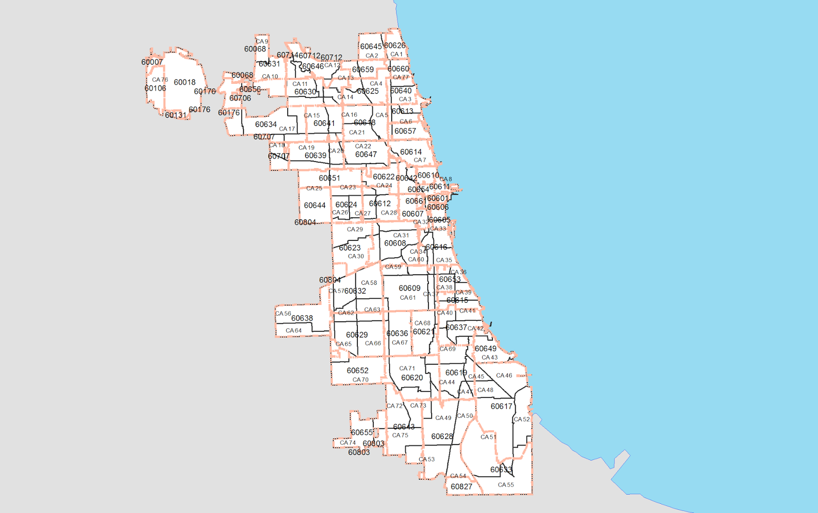 zip code map of chicago Chicago Data Guy Chicago Community Area And Zip Code Equivalency zip code map of chicago