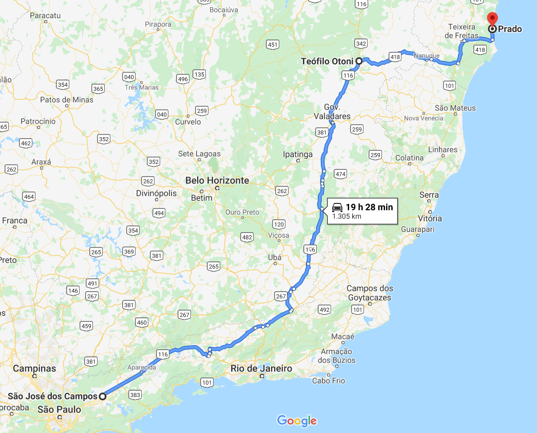 Viagem de carro de São Paulo