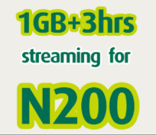 9Mobile 1GB + 3hrs streaming for N200
