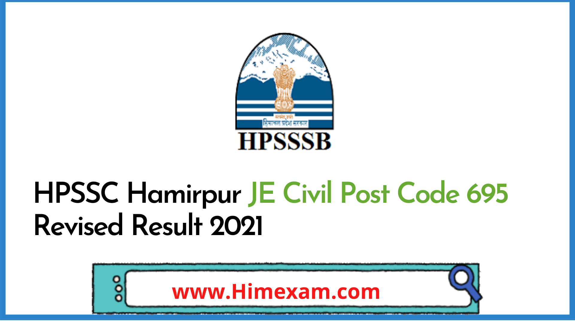 HPSSC Hamirpur JE Civil Post Code 695 Revised Result 2021