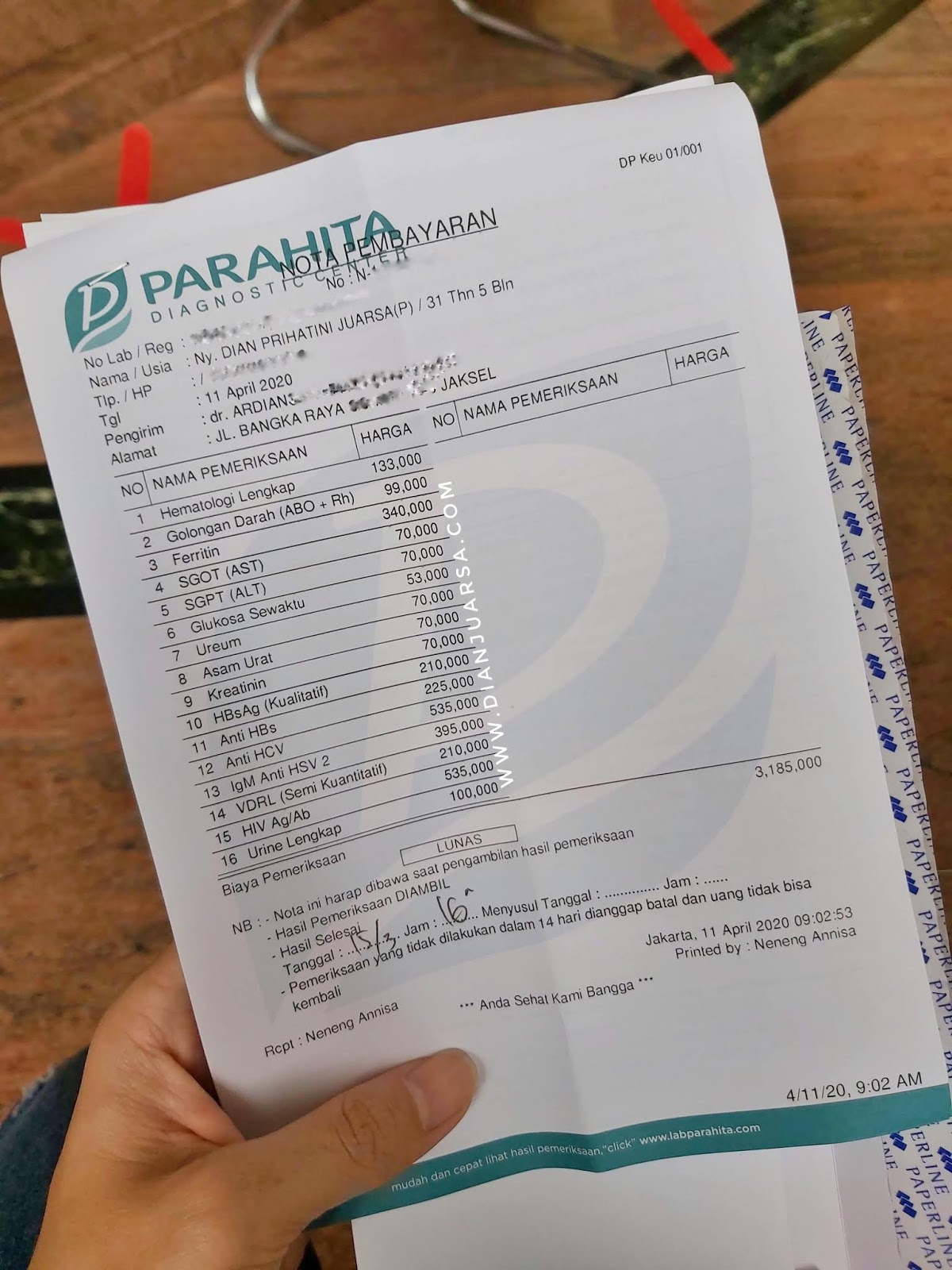 Berapa biaya test darah dan urine saat kehamilan trimester kedua