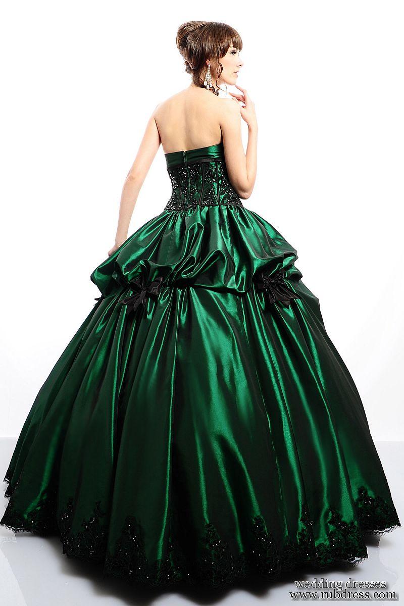 Green Mixed Black Wedding Dress Designs With Corset | Dressespic 2013