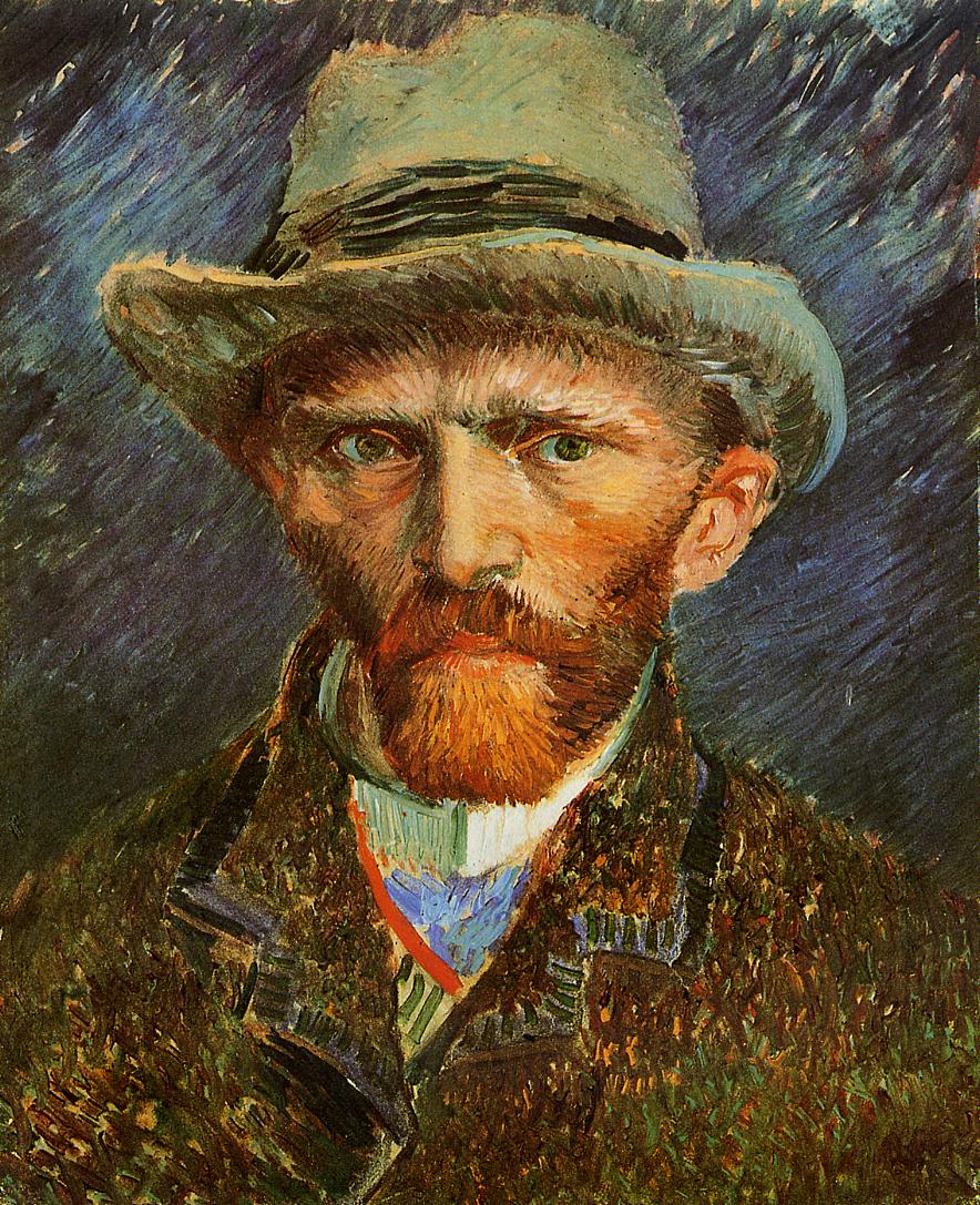 Suicidado Vincent: a tragédia de Van Gogh e a orelha 3 Van Gogh autorretrato%2Bcom%2Bchapeu%2Bcinza 1887