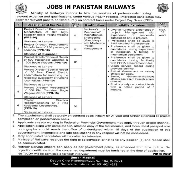 Pak Railway Job Add 2021