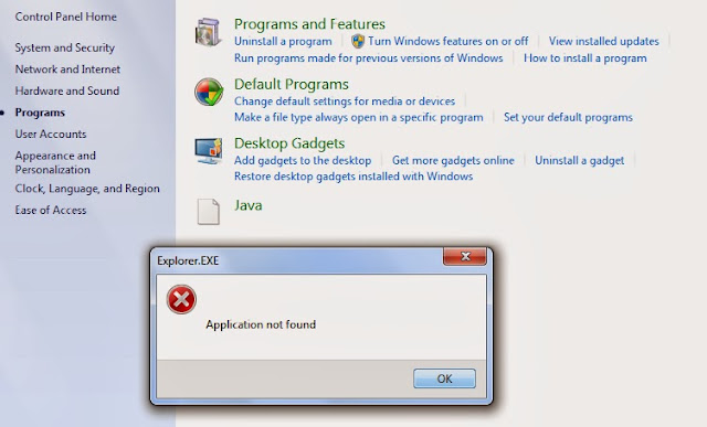 me think :): Java Control Panel icon gives "Application Not found" when