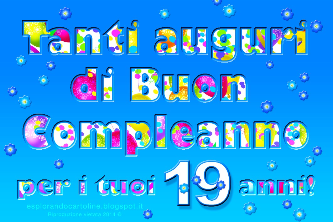 Cdb Cartoline Per Tutti I Gusti Cartolina Tanti Auguri Di Buon Compleanno Per I Tuoi 18 Anni Auguri Anche Per I 19 21 22 23 Anni Con Immagine Di Piccoli Fiorellini Su Sfondo Azzurro